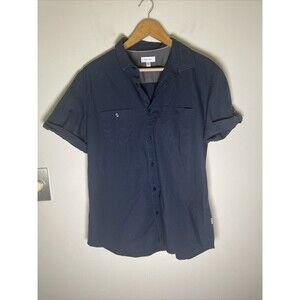 Calvin Klein Women’s Button Up Summer Shirt Navy Blue Size L